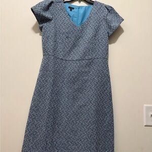 Talbots Blue A-line Puff Sleeve Midi Dress